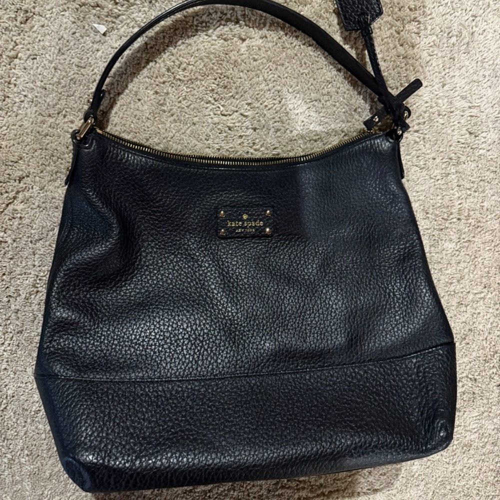 Kate Spade Pebbled Black Hobo Bag